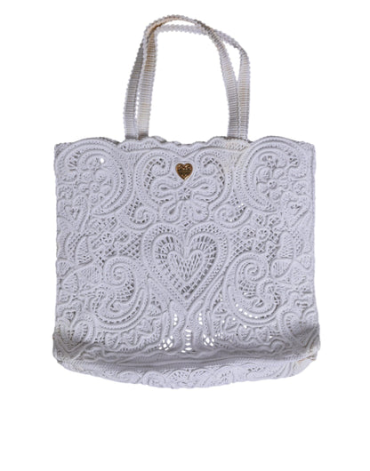 White Cordonetto Lace Beatrice Tote Shopping Bag