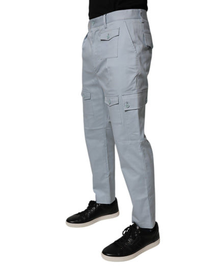 Light Blue Cotton Cargo Tapered Pants
