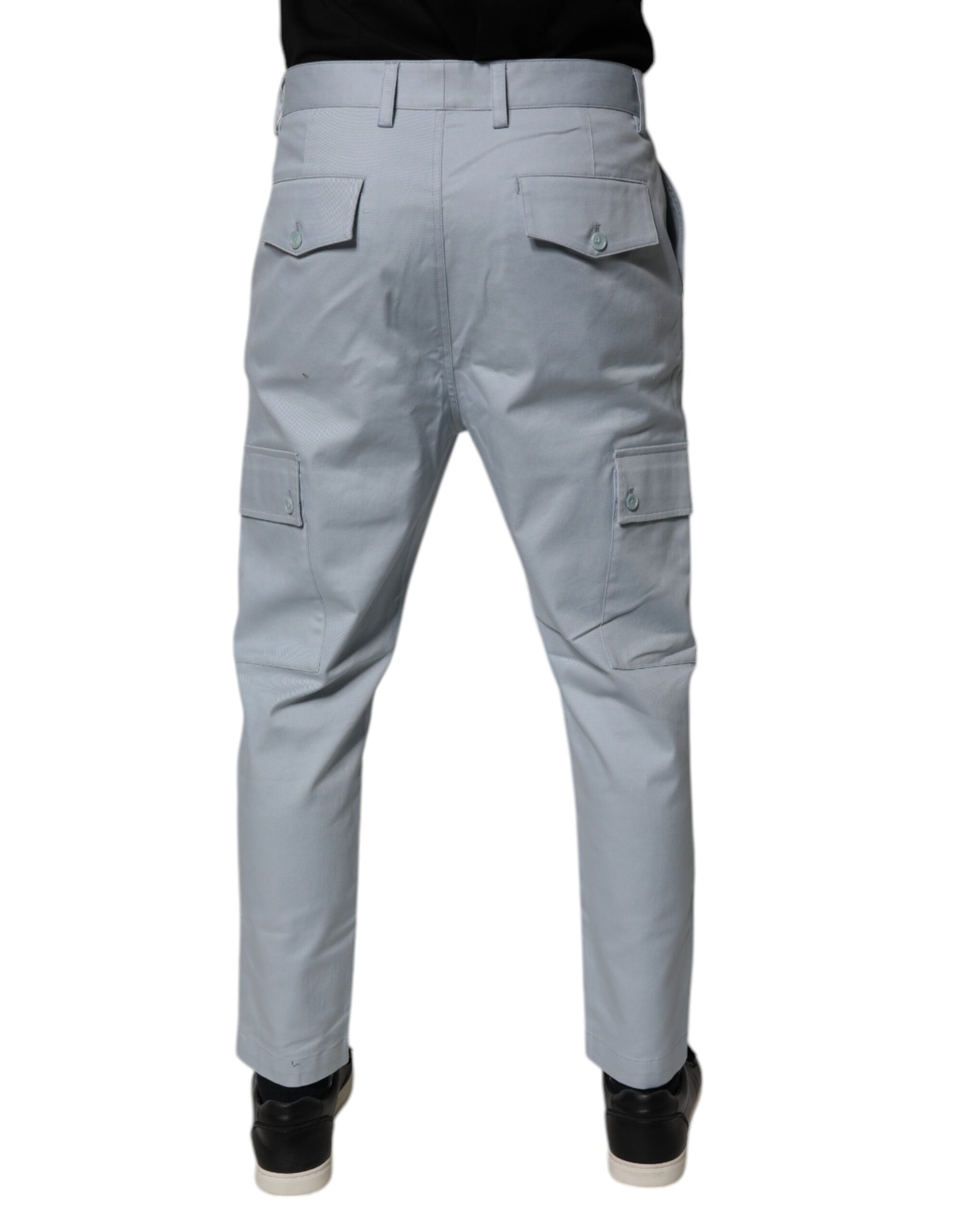 Light Blue Cotton Cargo Tapered Pants