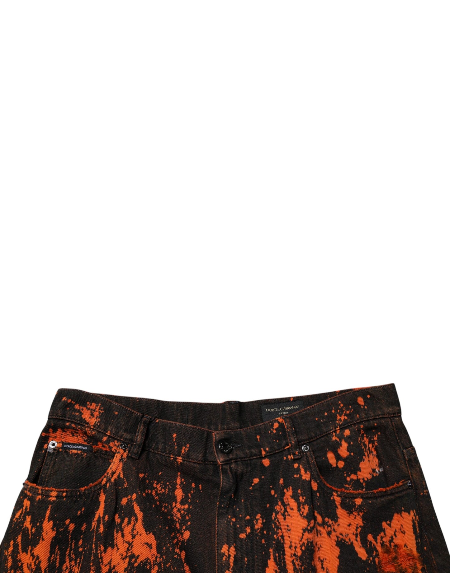 Black Red Tie Dye Cotton Straight Denim Jeans