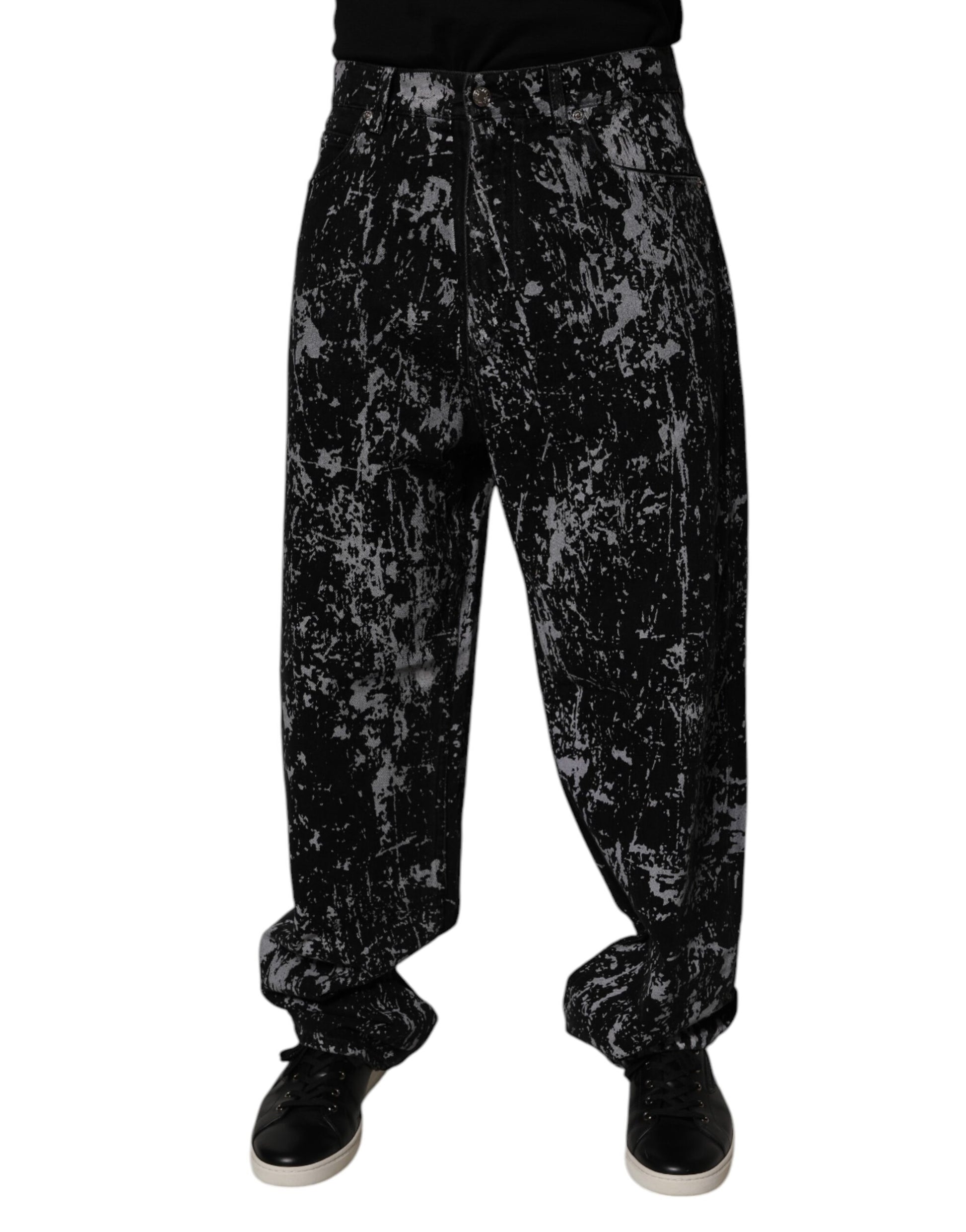 Black Tie Dye Cotton Straight Men Denim Jeans