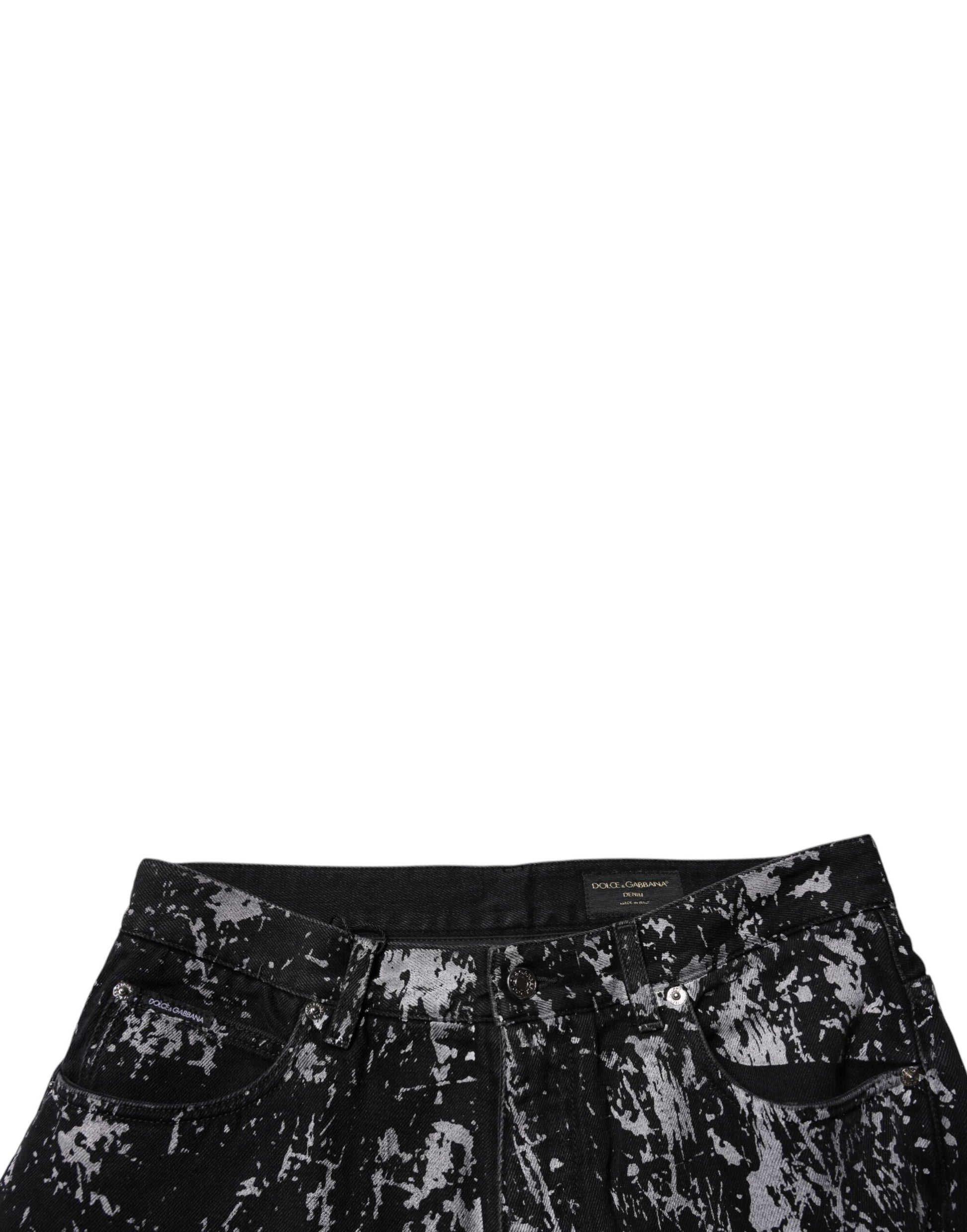 Black Tie Dye Cotton Straight Men Denim Jeans