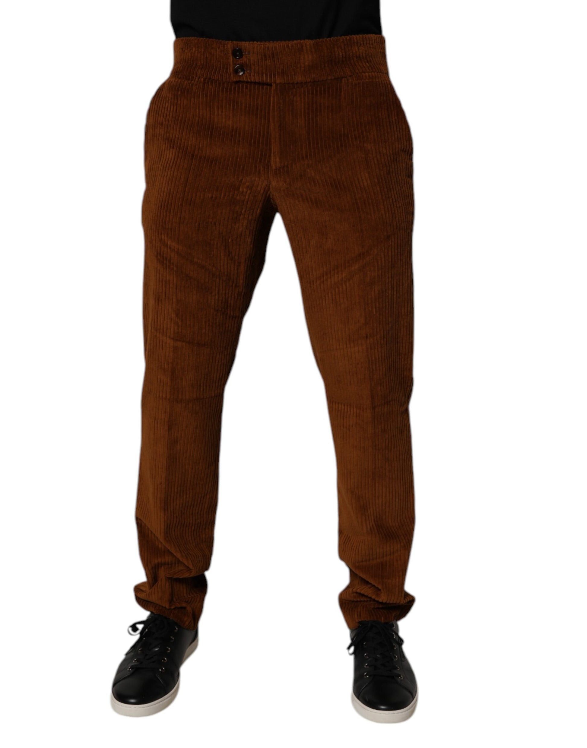 Dark Brown Corduroy Cotton Skinny Denim Jeans