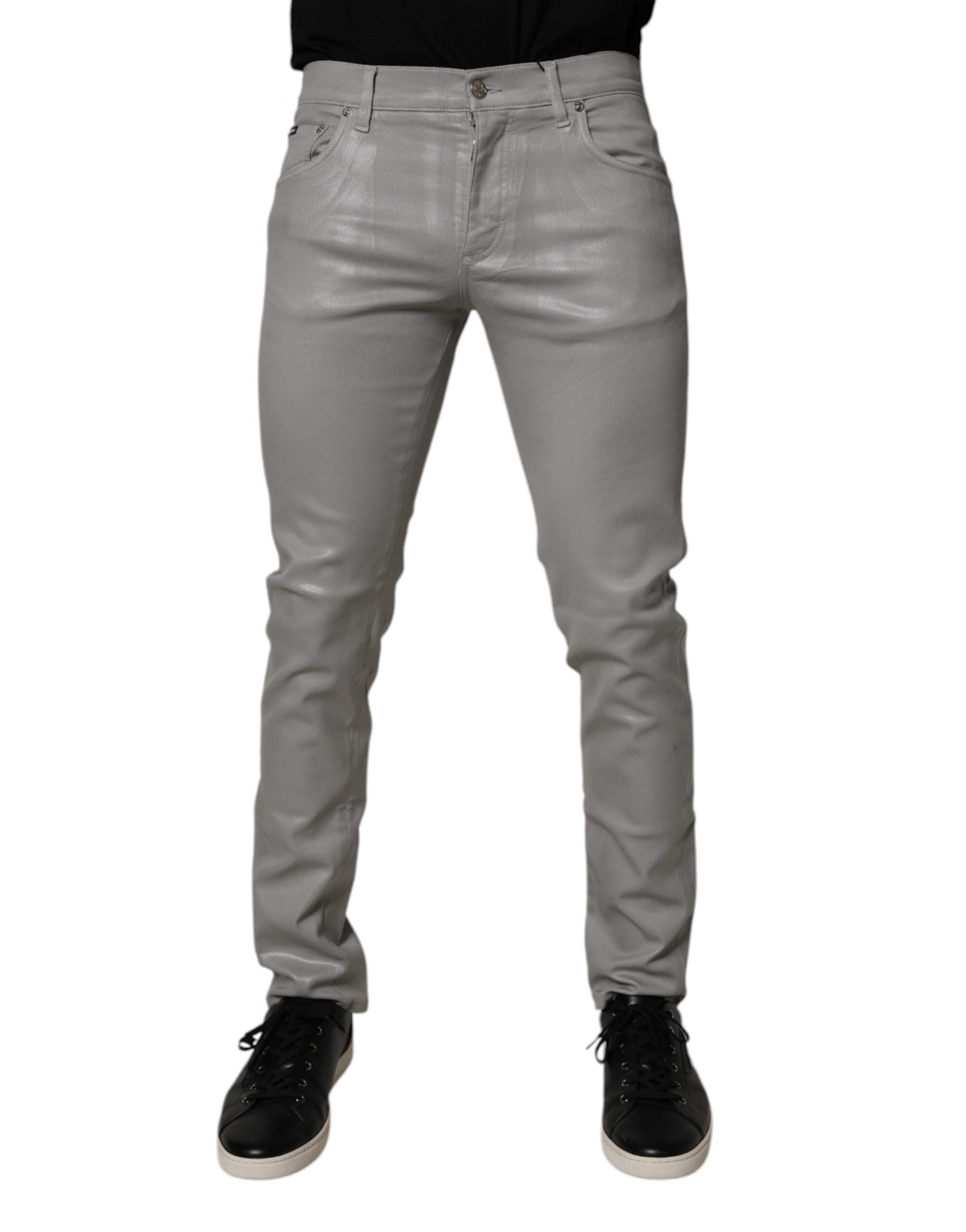 Gray Cotton Stretch Men Slim Fit Denim Jeans