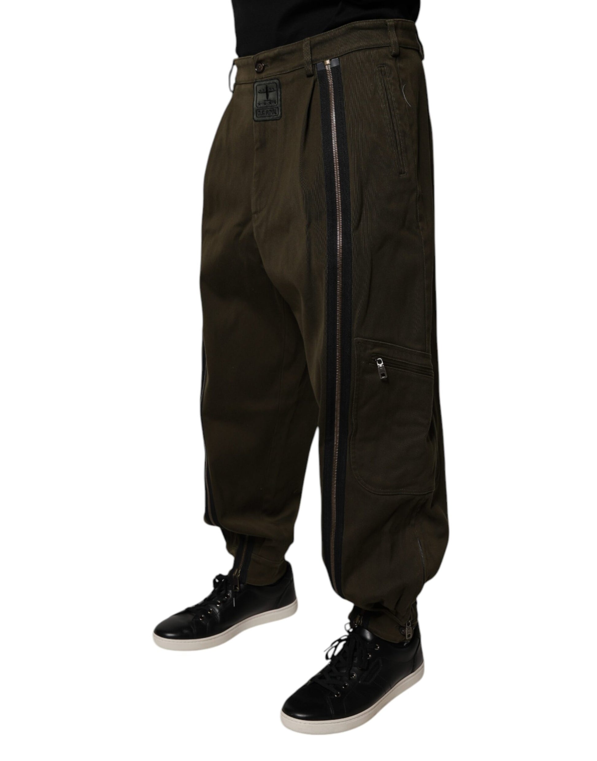 Dark Brown Cotton Jogger Cargo Pants