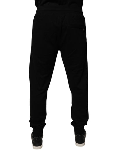 Black Cotton Mid Waist Jogger Sweatpants Pants