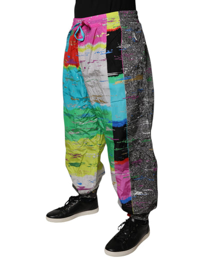 Multicolor Patchwork Mid Waist Sweatpants Pants