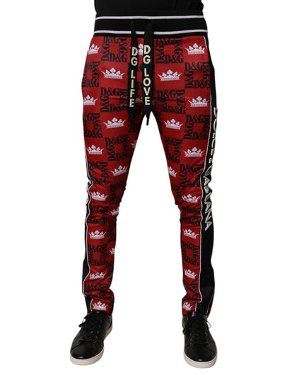 Red Crown Logo Monogram Men Sweatpants Pants