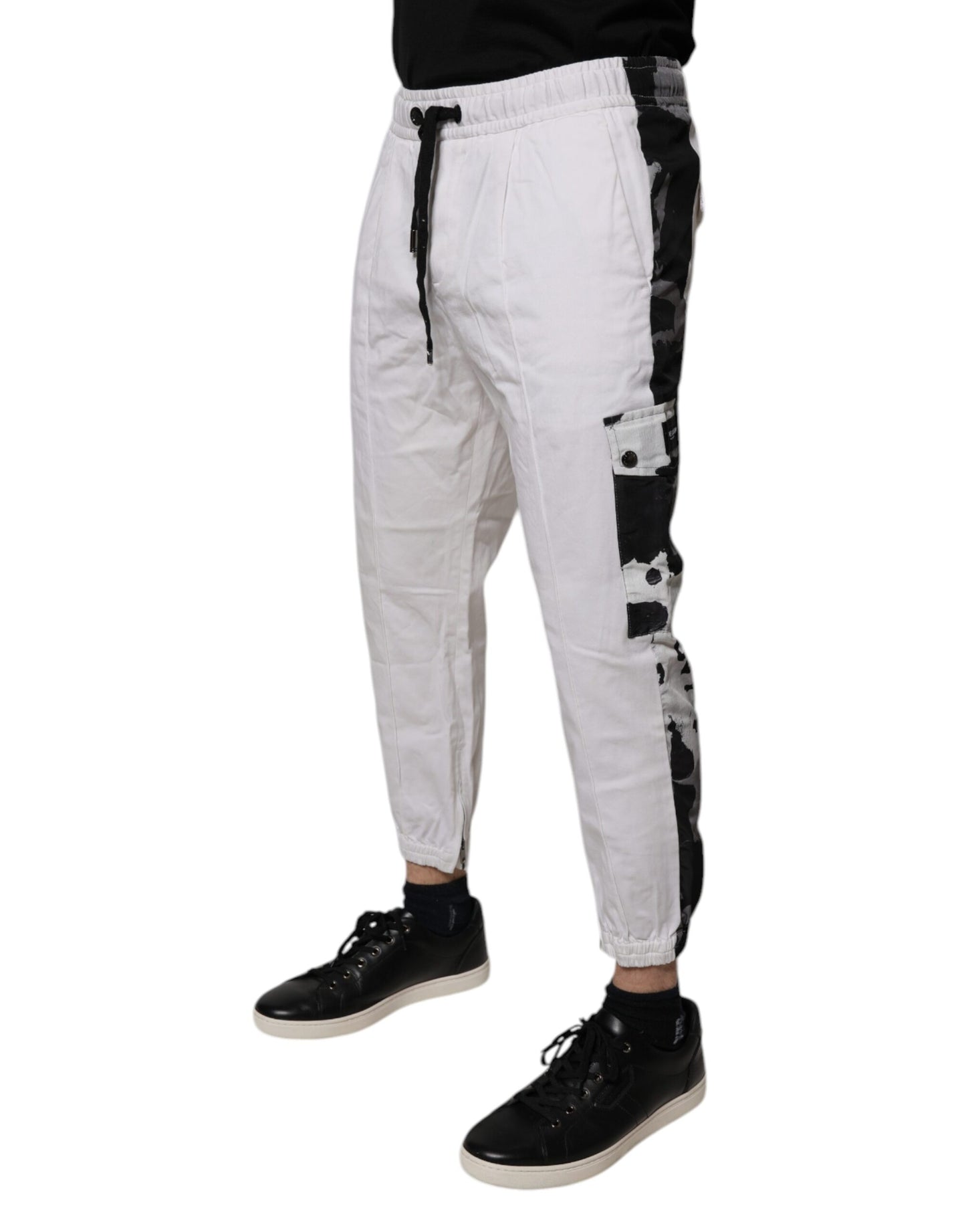 White Cotton Cargo Jogger Sweatpants Pants