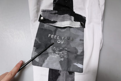 White Cotton Cargo Jogger Sweatpants Pants