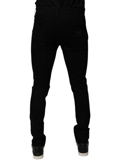 Black Sacred Heart Cotton Skinny Denim Jeans