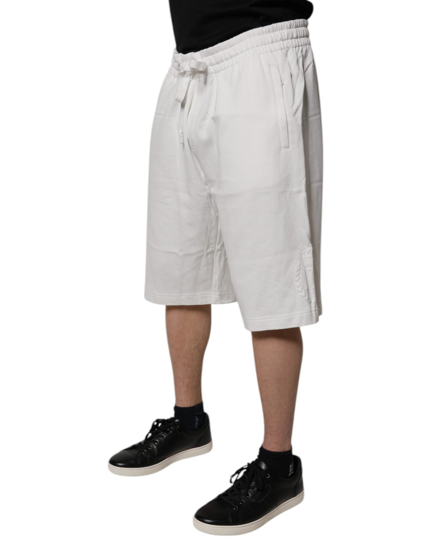 White Cotton Sweatshorts Men Bermuda Shorts