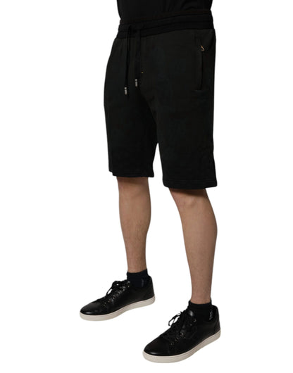 Black Cotton Sweatshorts Men Bermuda Shorts