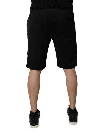 Black Cotton Sweatshorts Men Bermuda Shorts