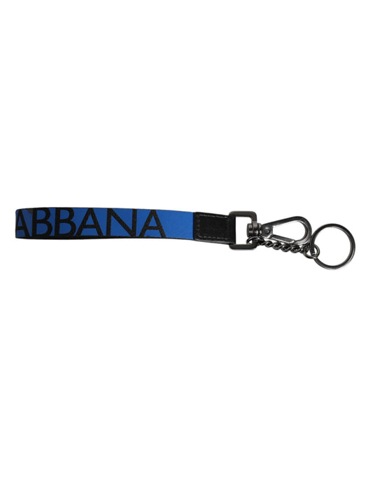 Blue Logo Nylon Silver Brass Men Holder Keychain Keyring