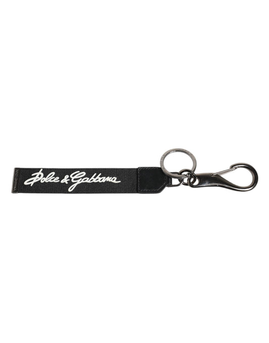 Black White DG Logo Silver Men Keychain Polyester Keyring