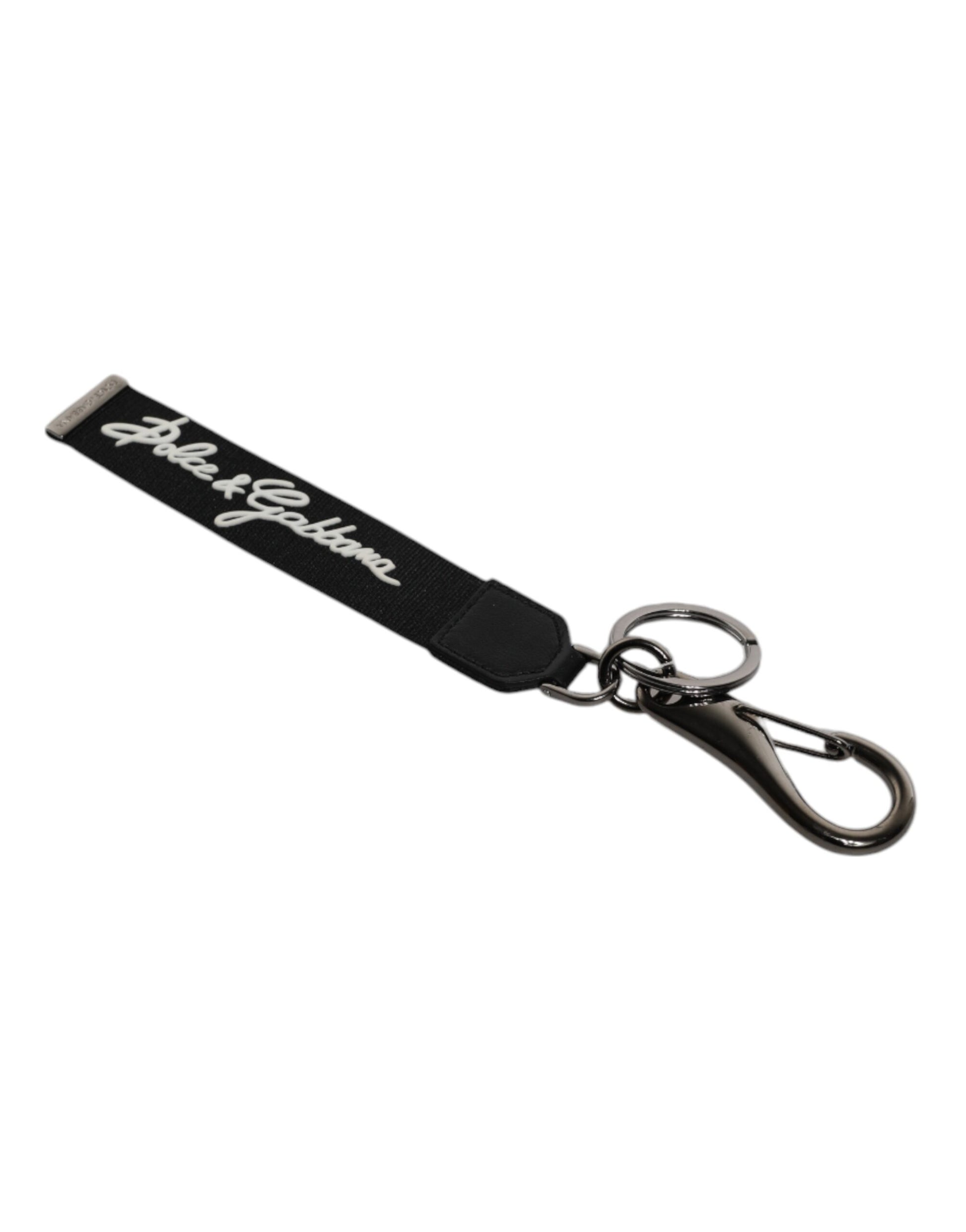 Black White DG Logo Silver Men Keychain Polyester Keyring