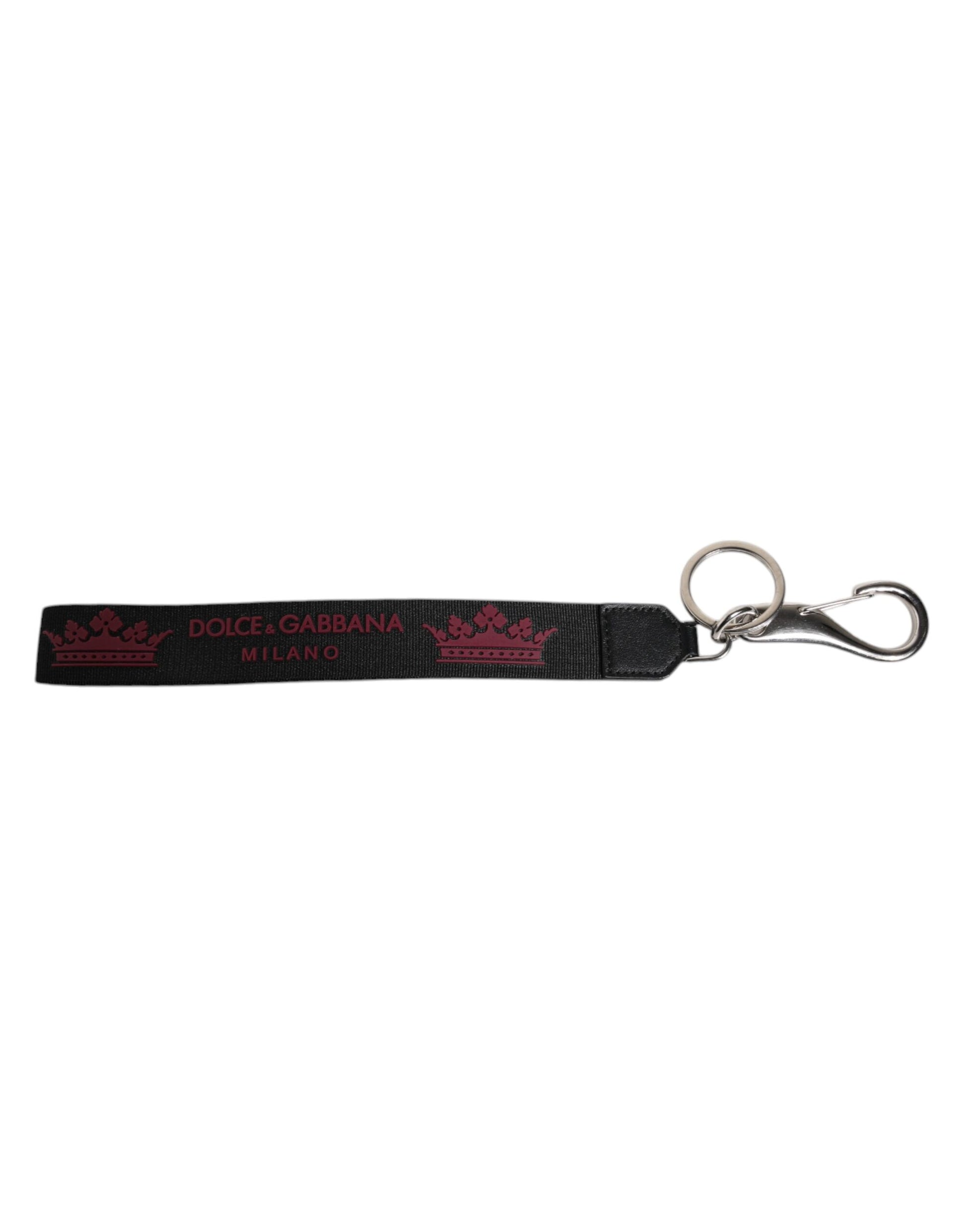 Black Nylon Logo DG Crown Men's Holder Keychain Keyring