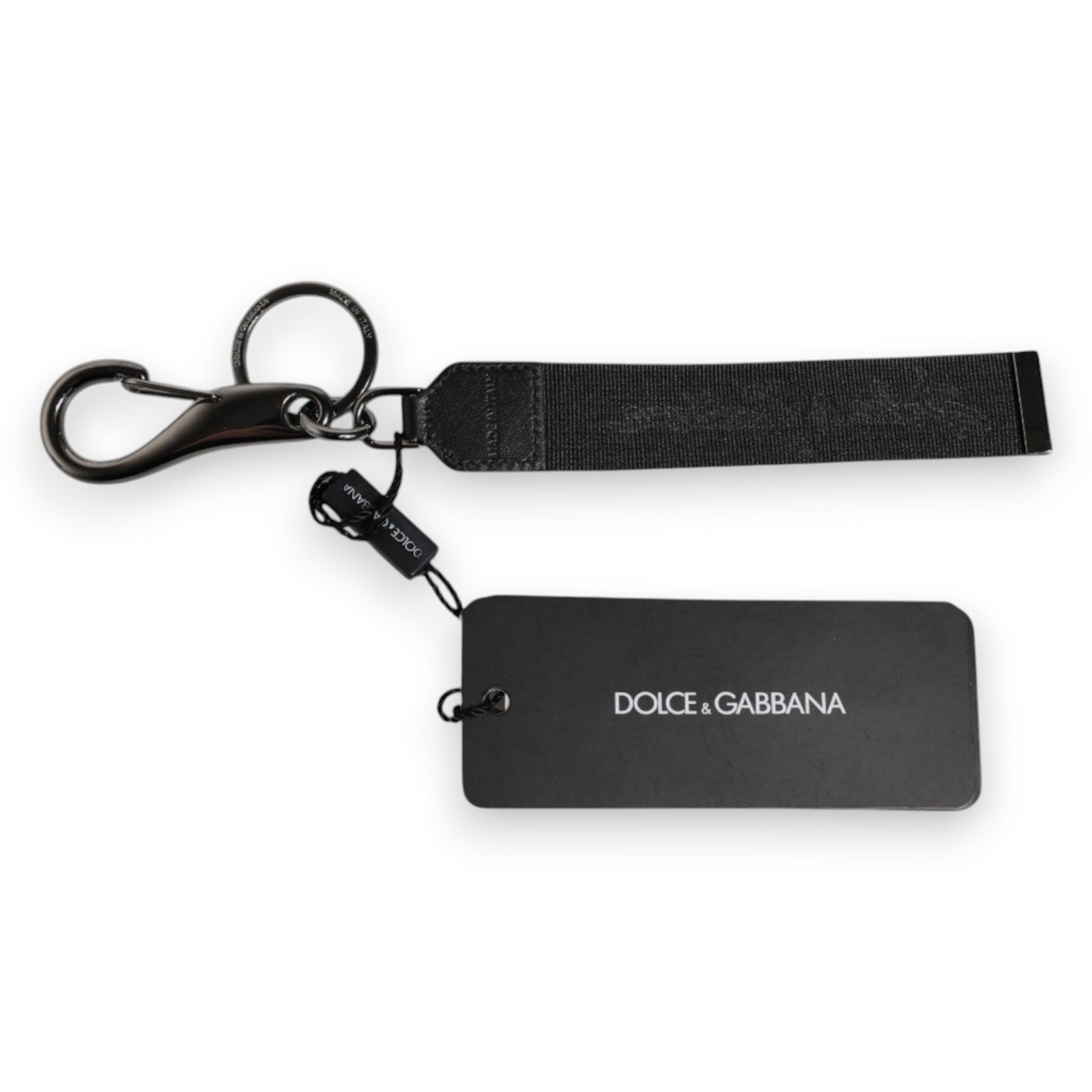 Black Logo Nylon Silver Brass Men Holder Keychain Keyring