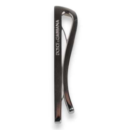 Silver Tone Brass Logo Branded Tie Clip Bar