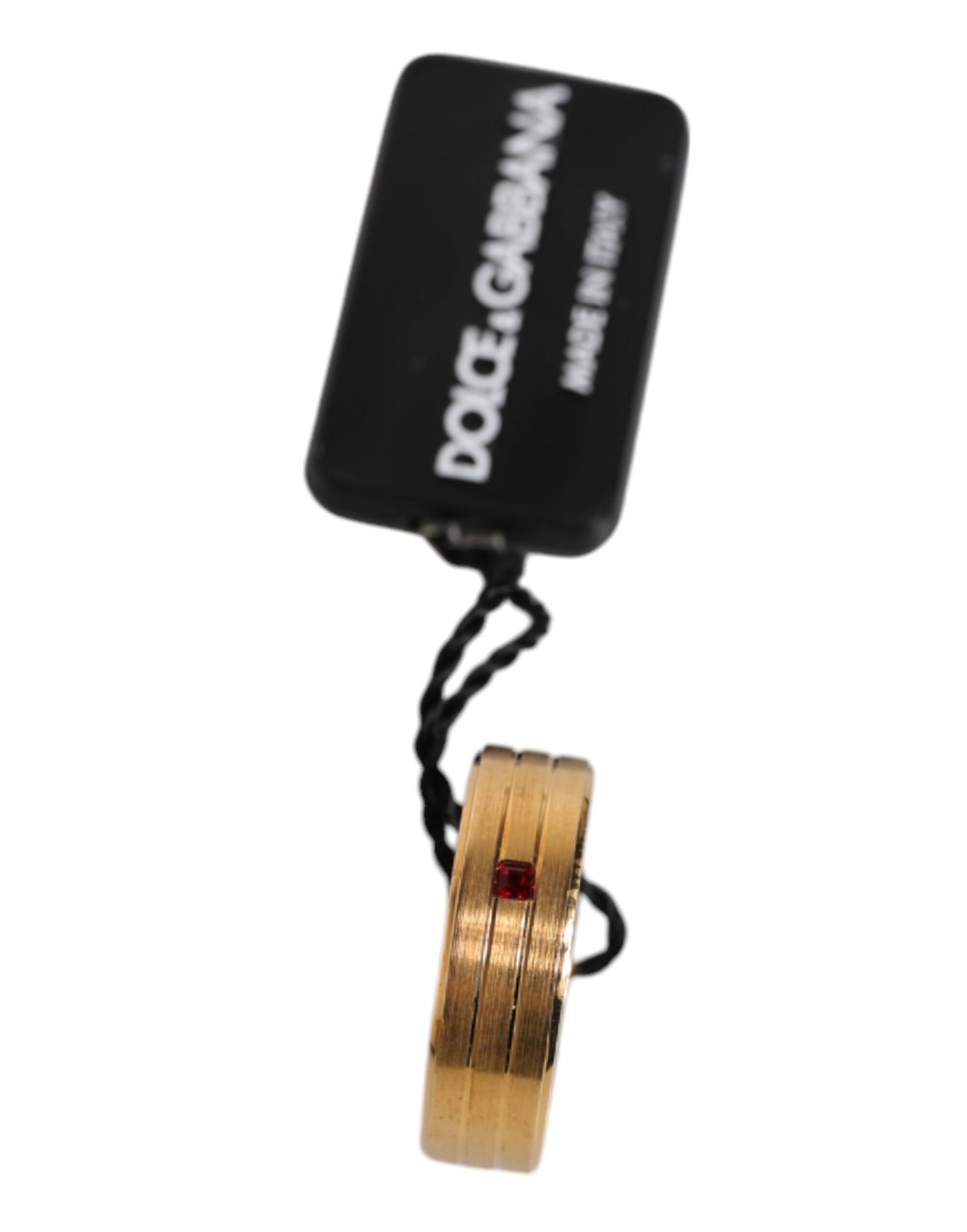 Gold Tone Brass Red Crystal DG Logo Ring