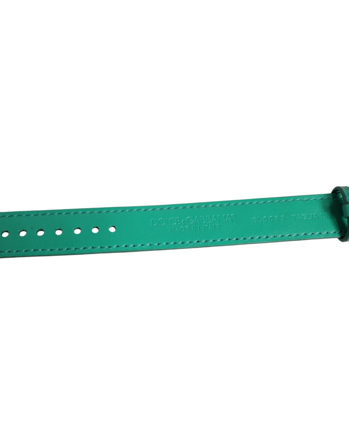 Green Exotic Leather Gold Tone Metal Buckle Armband
