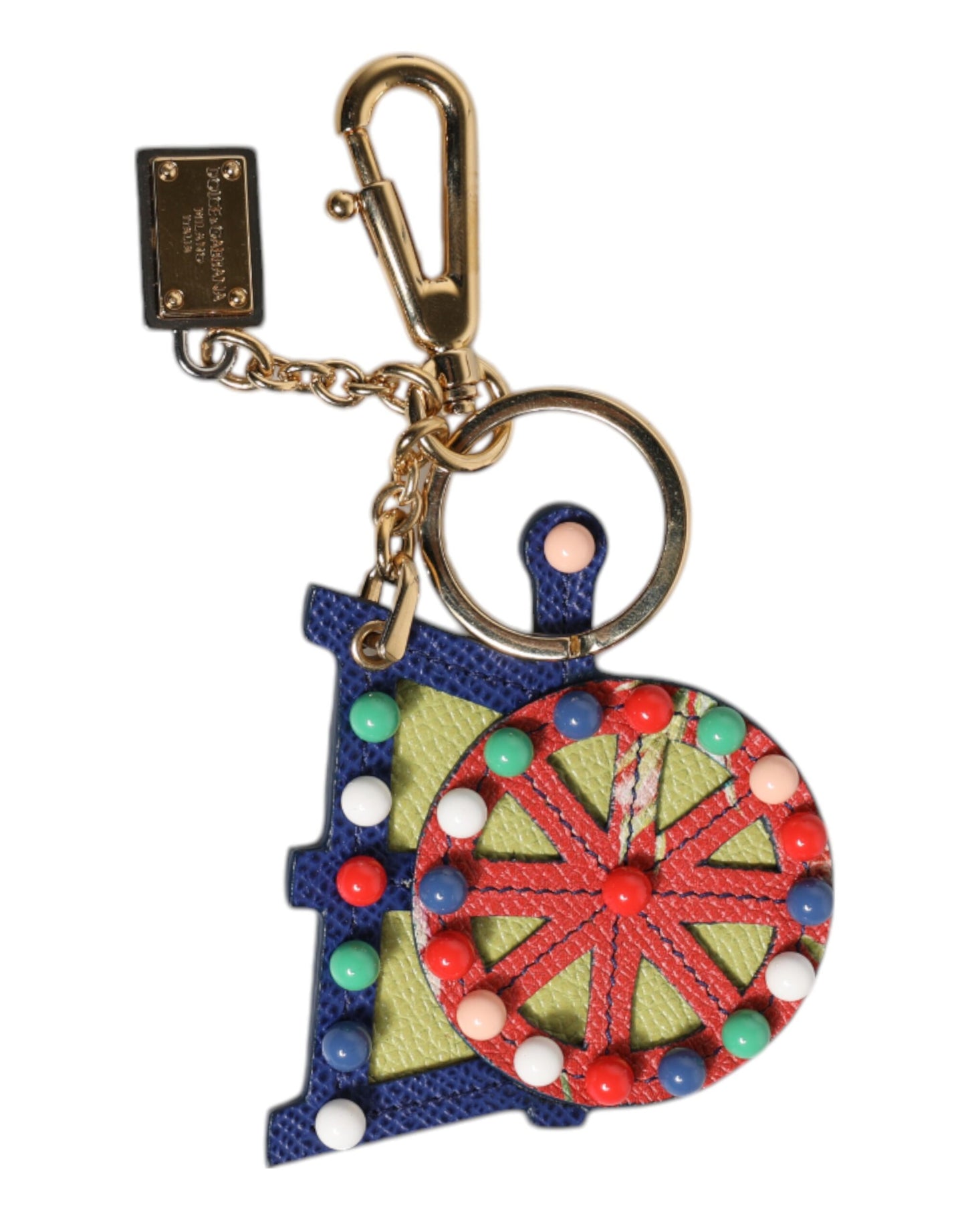 Multicolor Gold Tone Carretto Keychain Keyring
