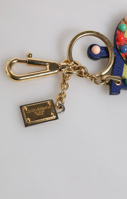 Multicolor Gold Tone Carretto Keychain Keyring