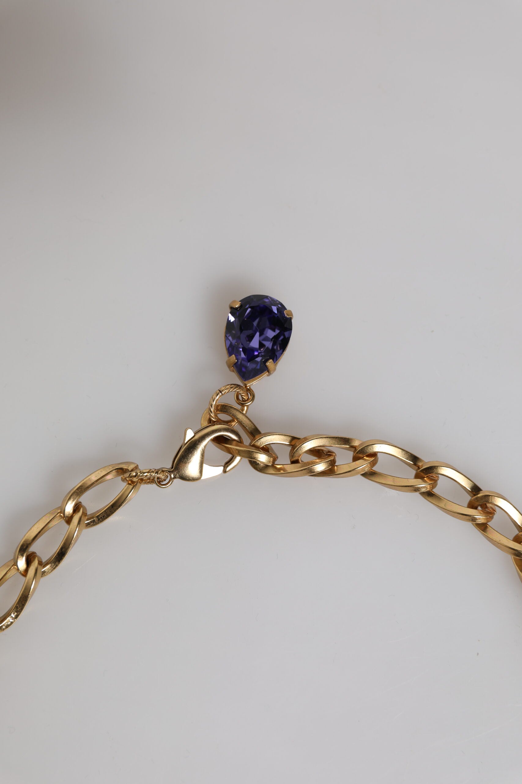 Gold Brass Floral Crystals Pearl Embellished Necklace