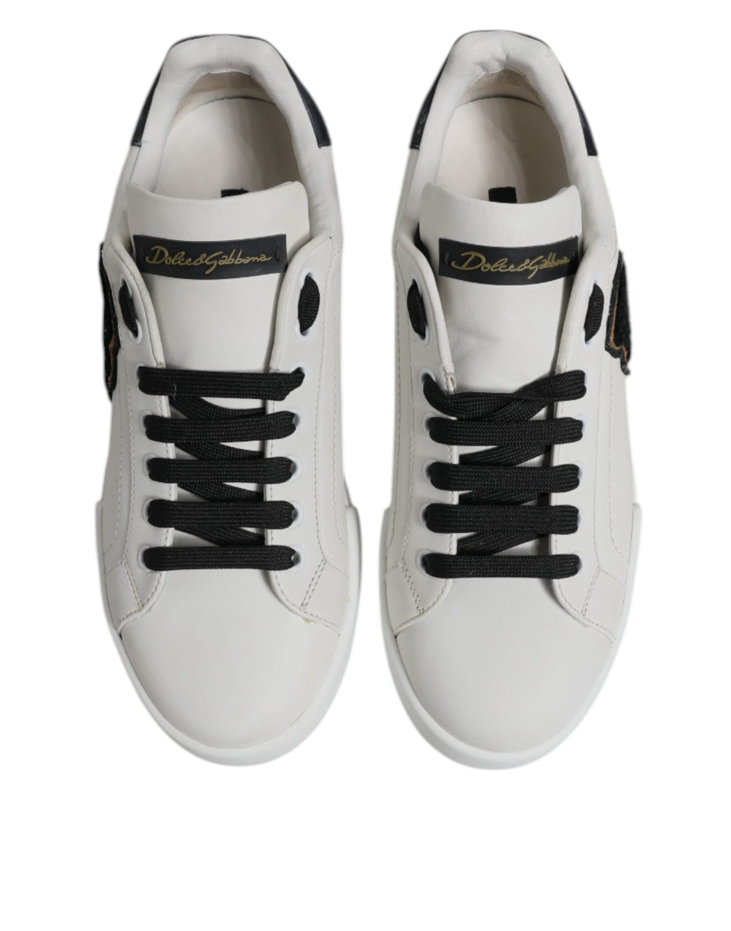White Leather DG Logo Low Top Sneakers Shoes