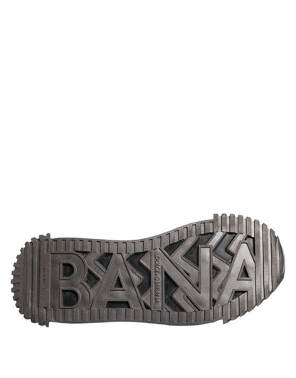 Black Silver Logo Low Top Men Sneakers Shoes