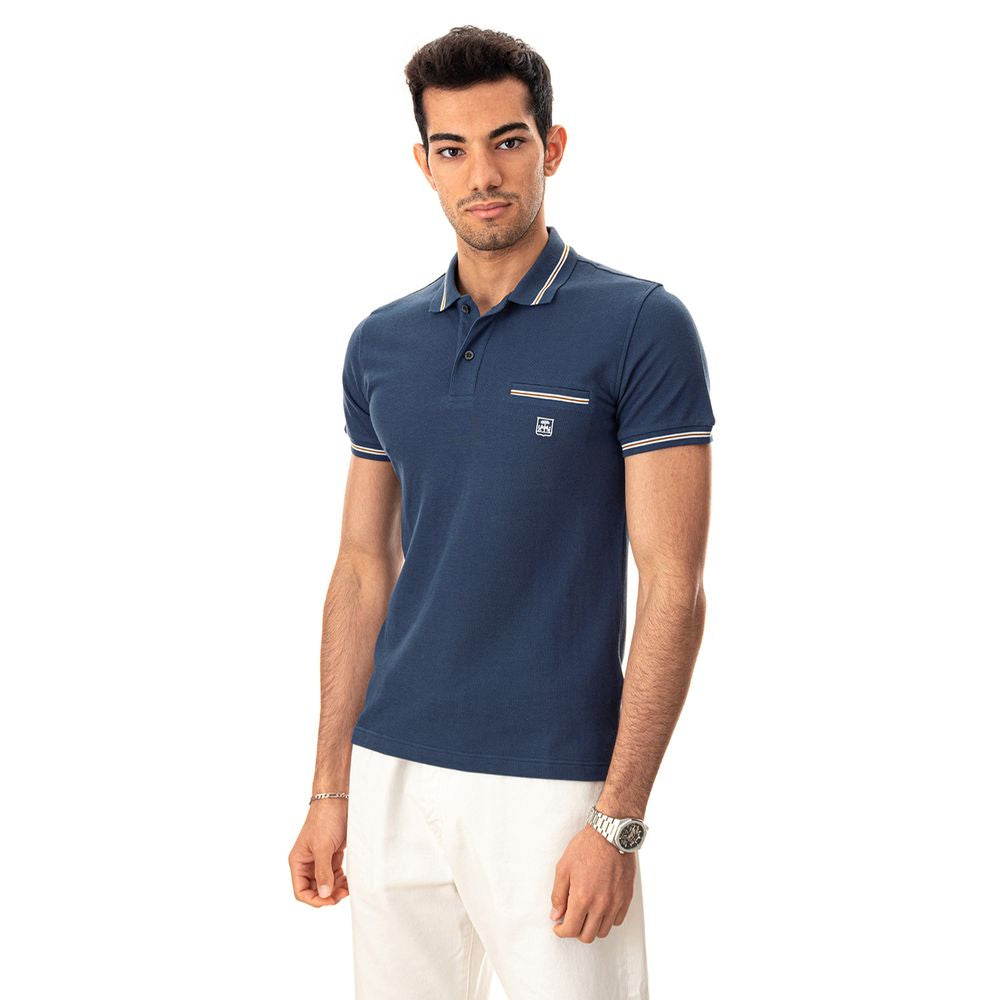 Elegantes blaues Poloshirt aus italienischer Baumwolle