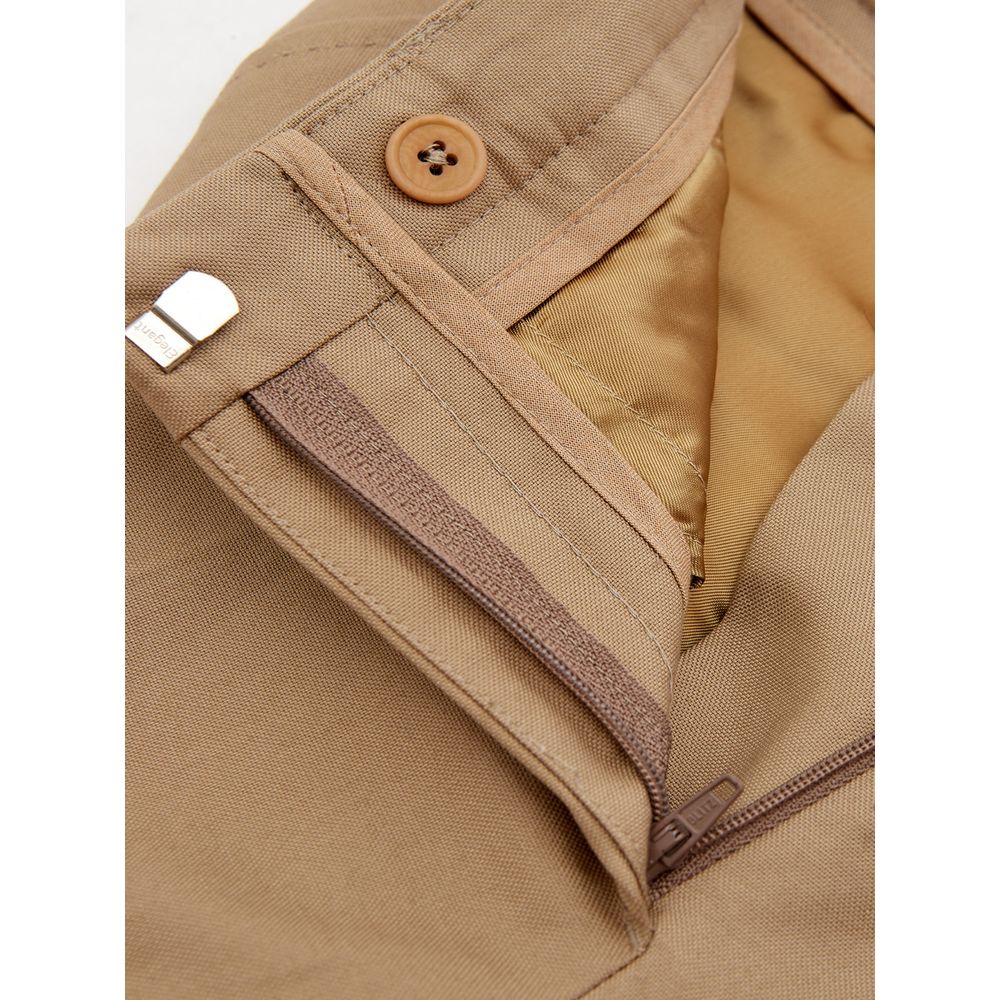 Pantalones elegantes de algodón marrón para mujer