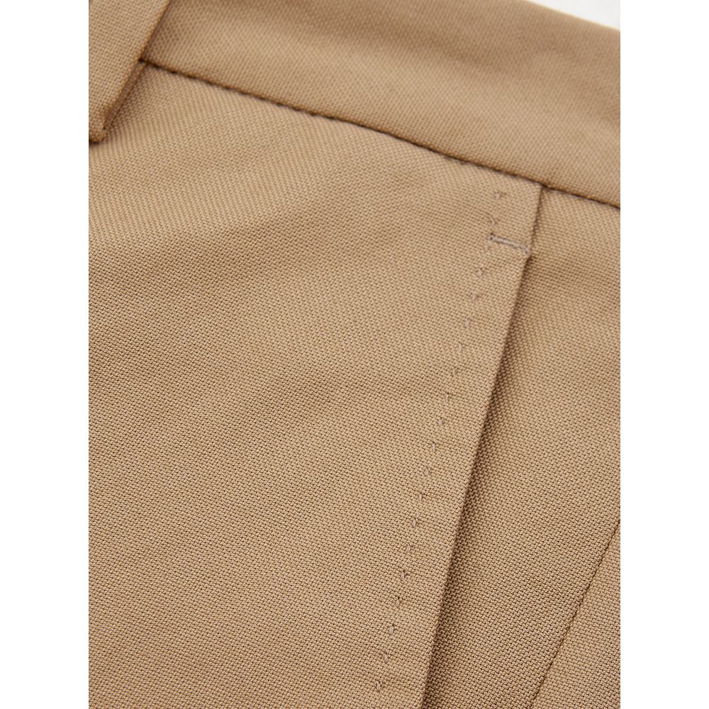 Pantalones elegantes de algodón marrón para mujer