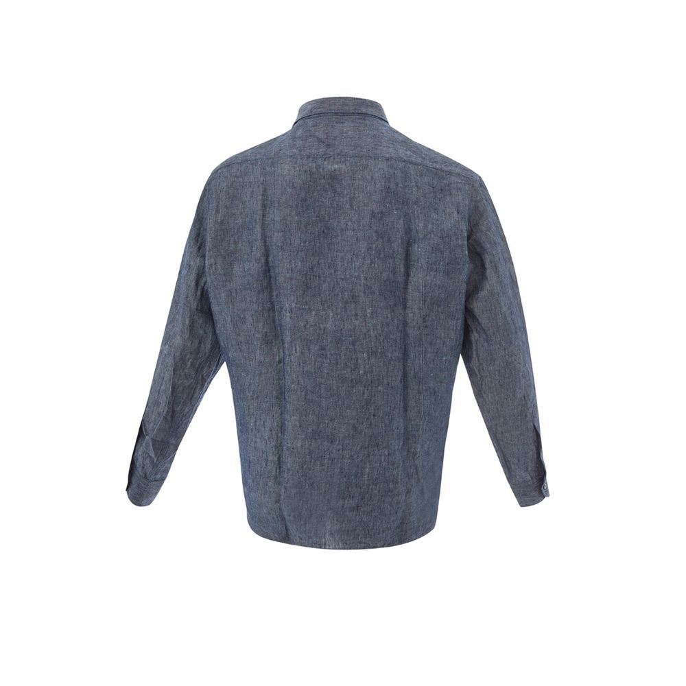 Camisa elegante de lino azul para hombre