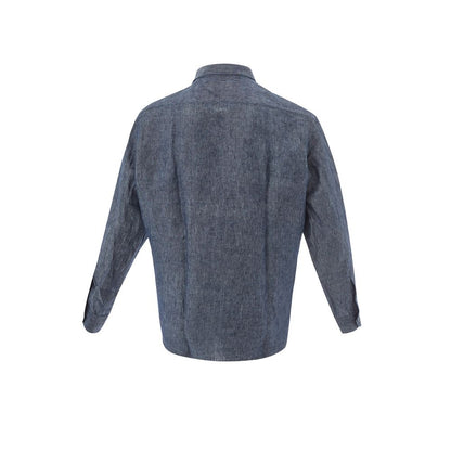 Camisa elegante de lino azul para hombre