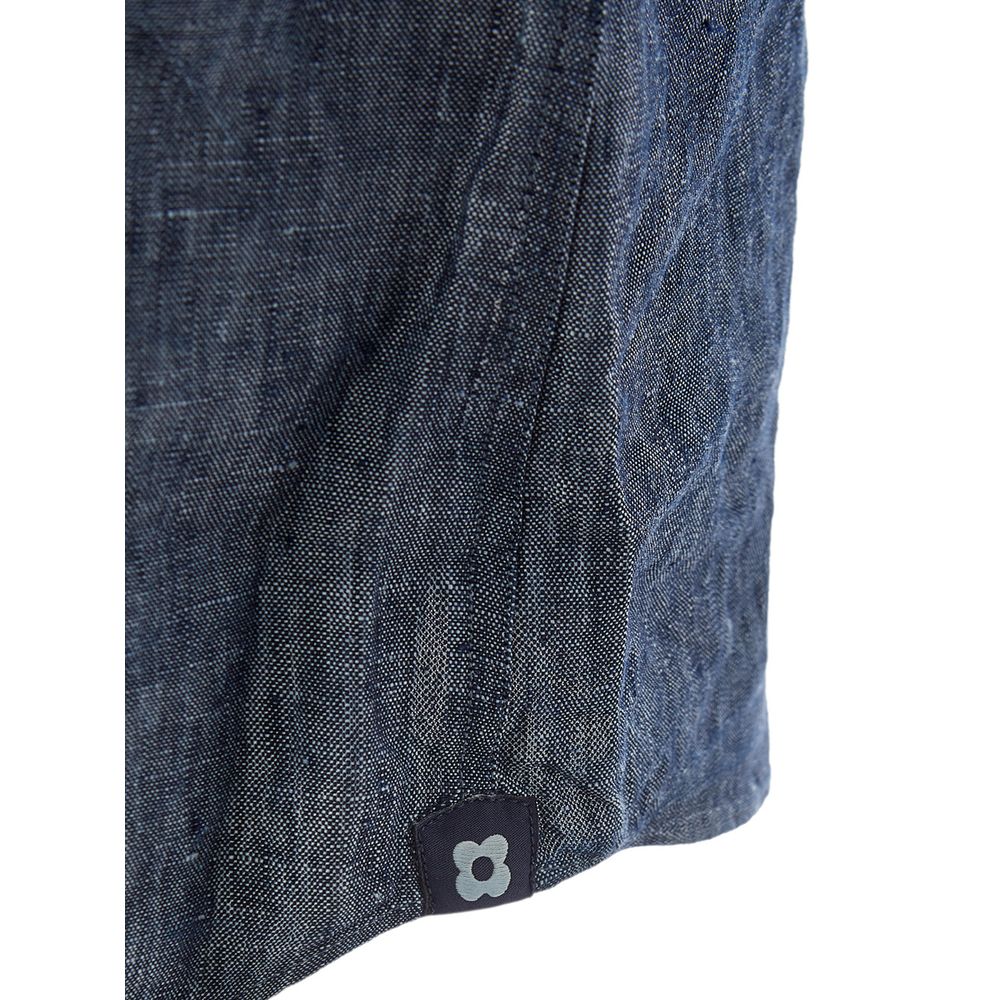 Camisa elegante de lino azul para hombre