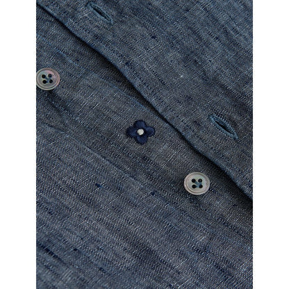 Camisa elegante de lino azul para hombre