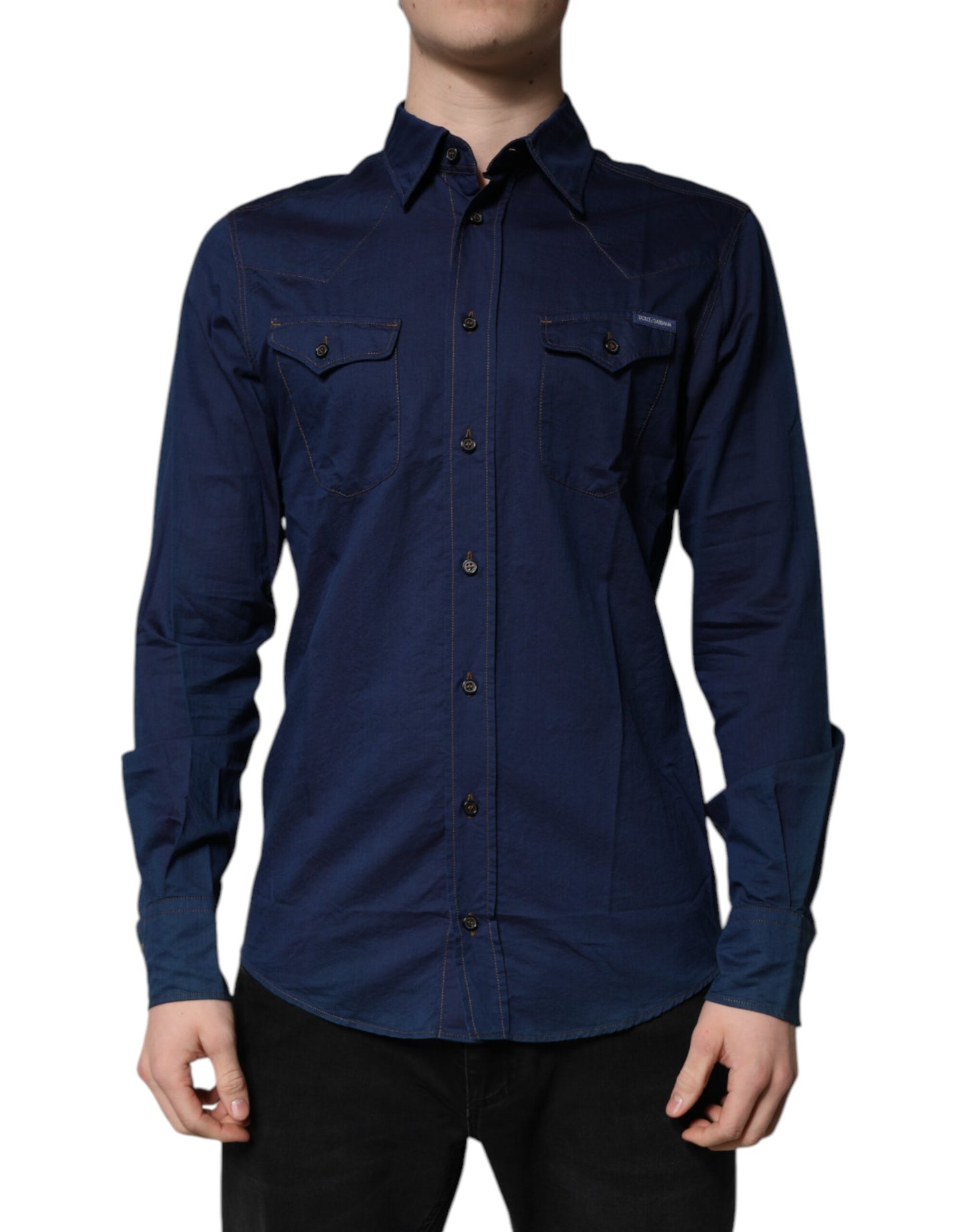Dark Blue Cotton GOLD Dress Formal Shirt