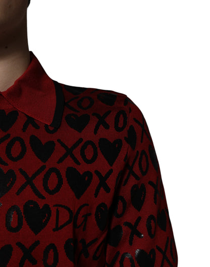Red Cotton XOXO Collared Polo T-shirt