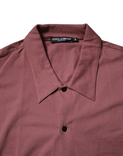 Dark Pink Button Down Casual Polo Men Shirt