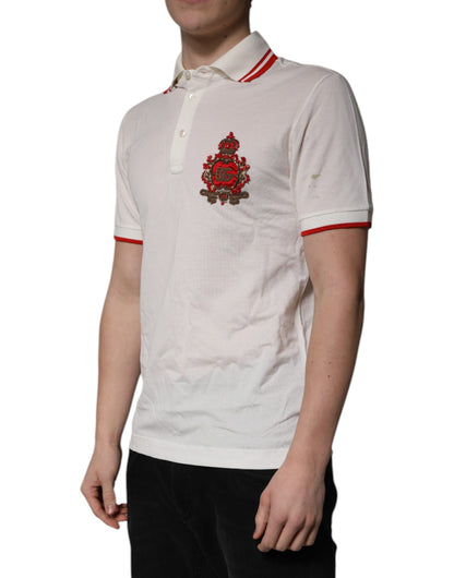 White Cotton Logo Collared Polo Men T-shirt