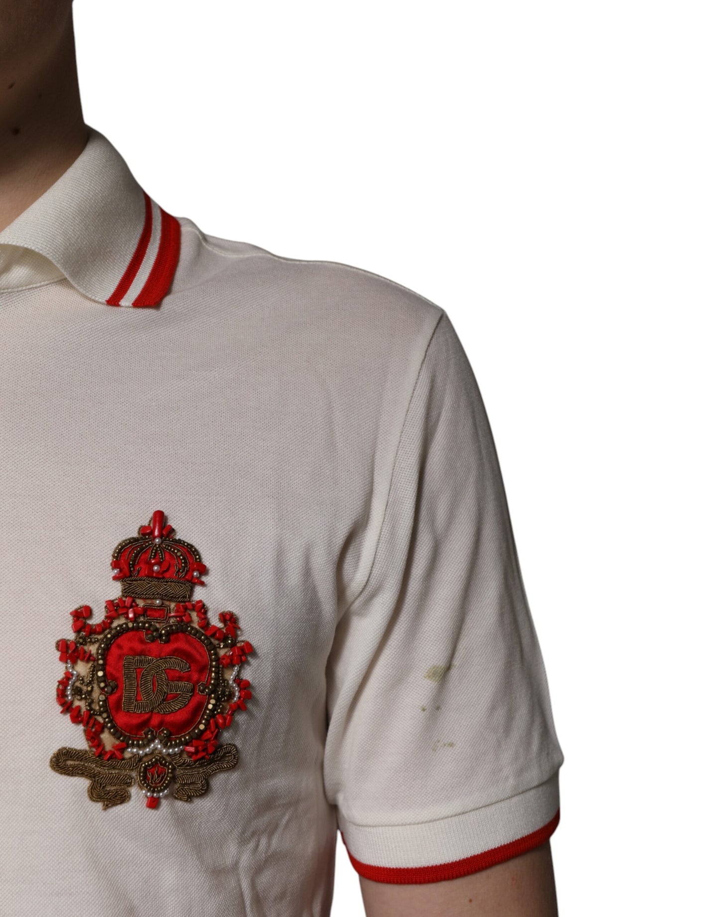 White Cotton Logo Collared Polo Men T-shirt