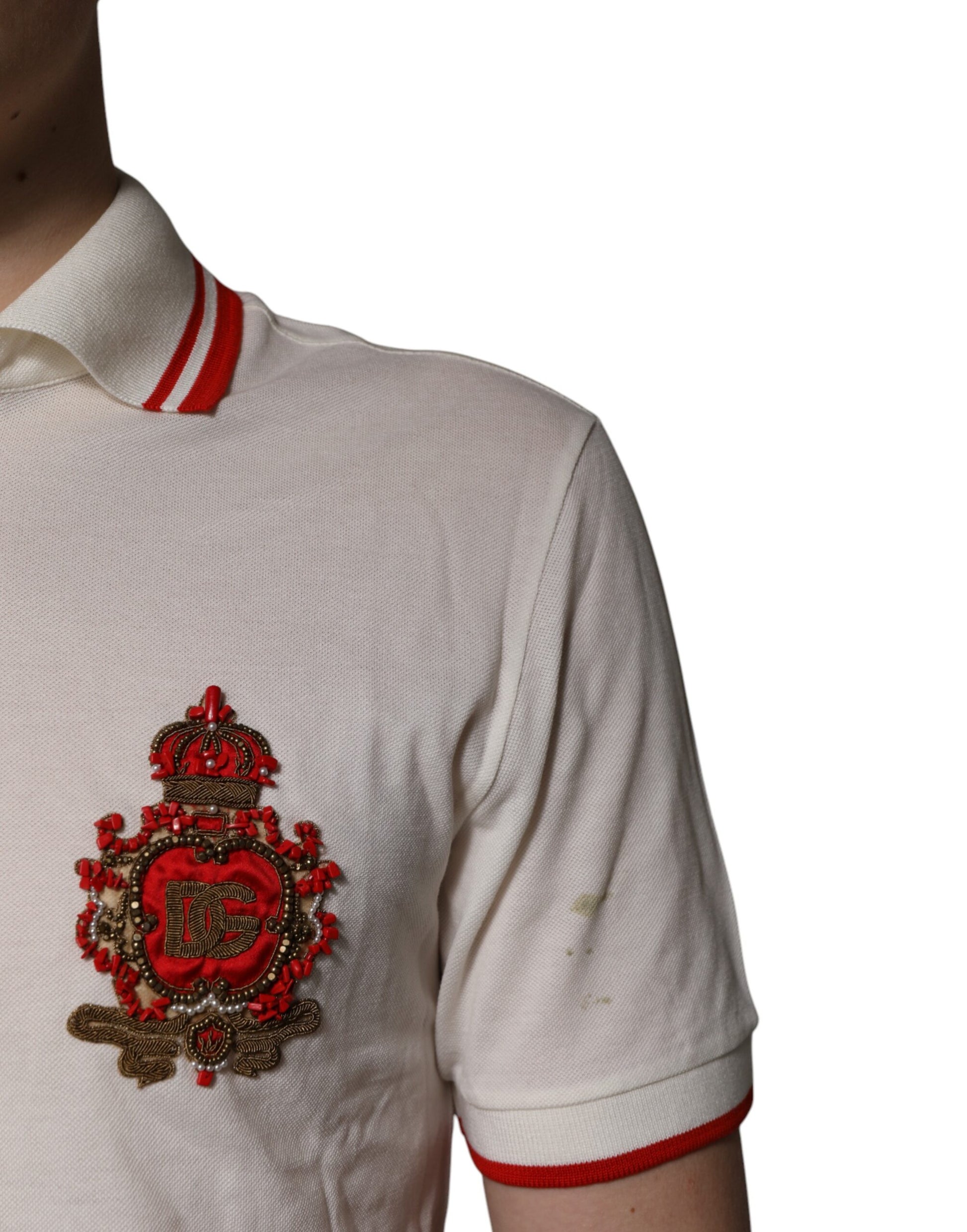 White Cotton Logo Collared Polo Men T-shirt