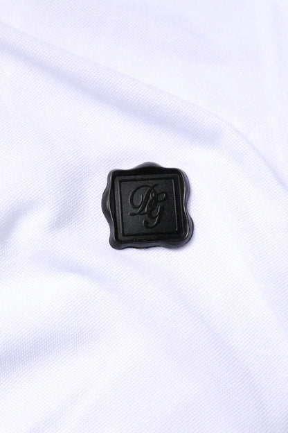 White Cotton Logo Collared Polo T-shirt
