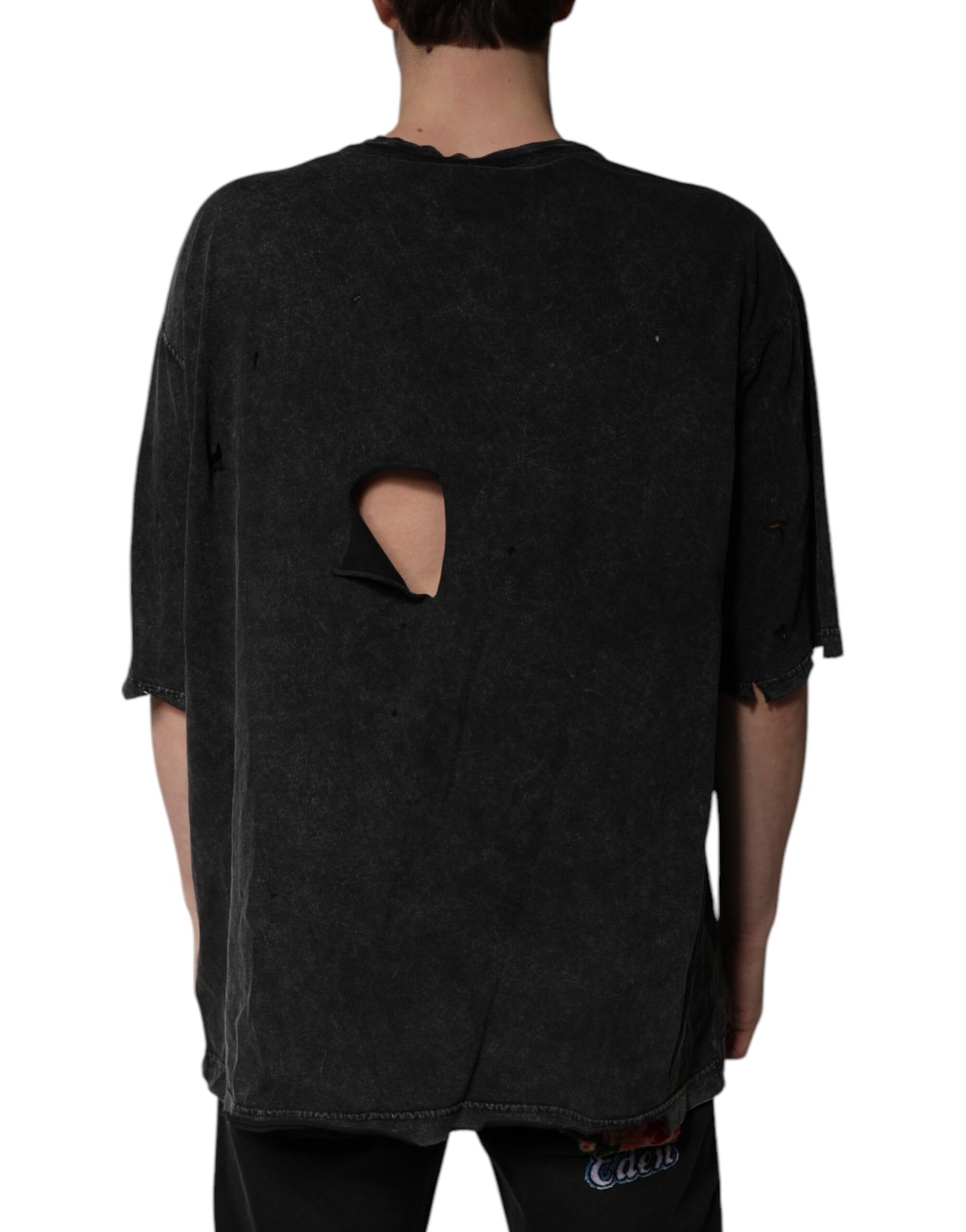 Black Graphic Print Cotton Crew Neck T-shirt