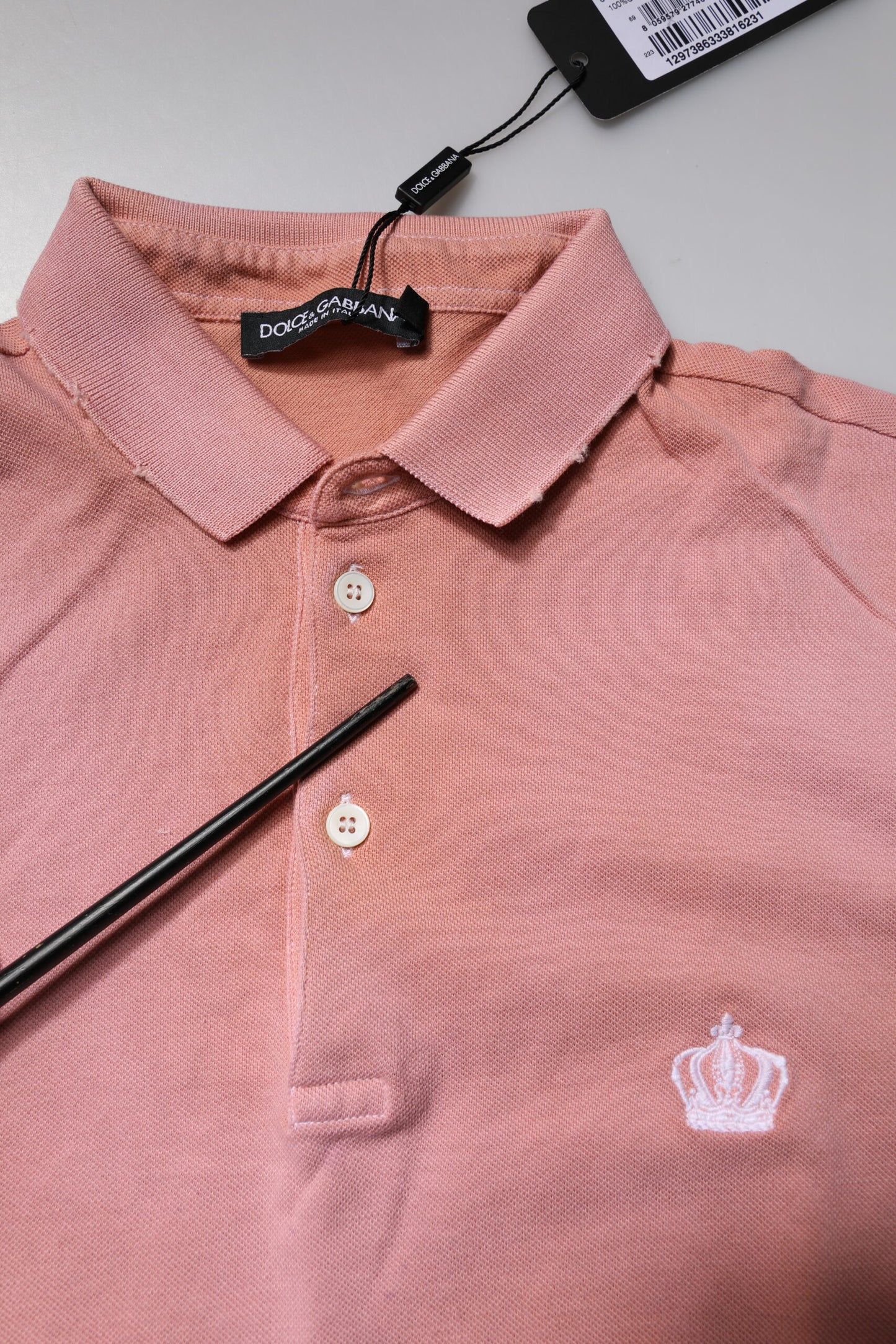 Pink Cotton Crown Collared Polo T-shirt