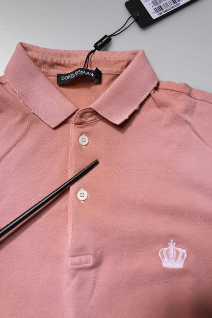 Pink Cotton Crown Collared Polo T-shirt