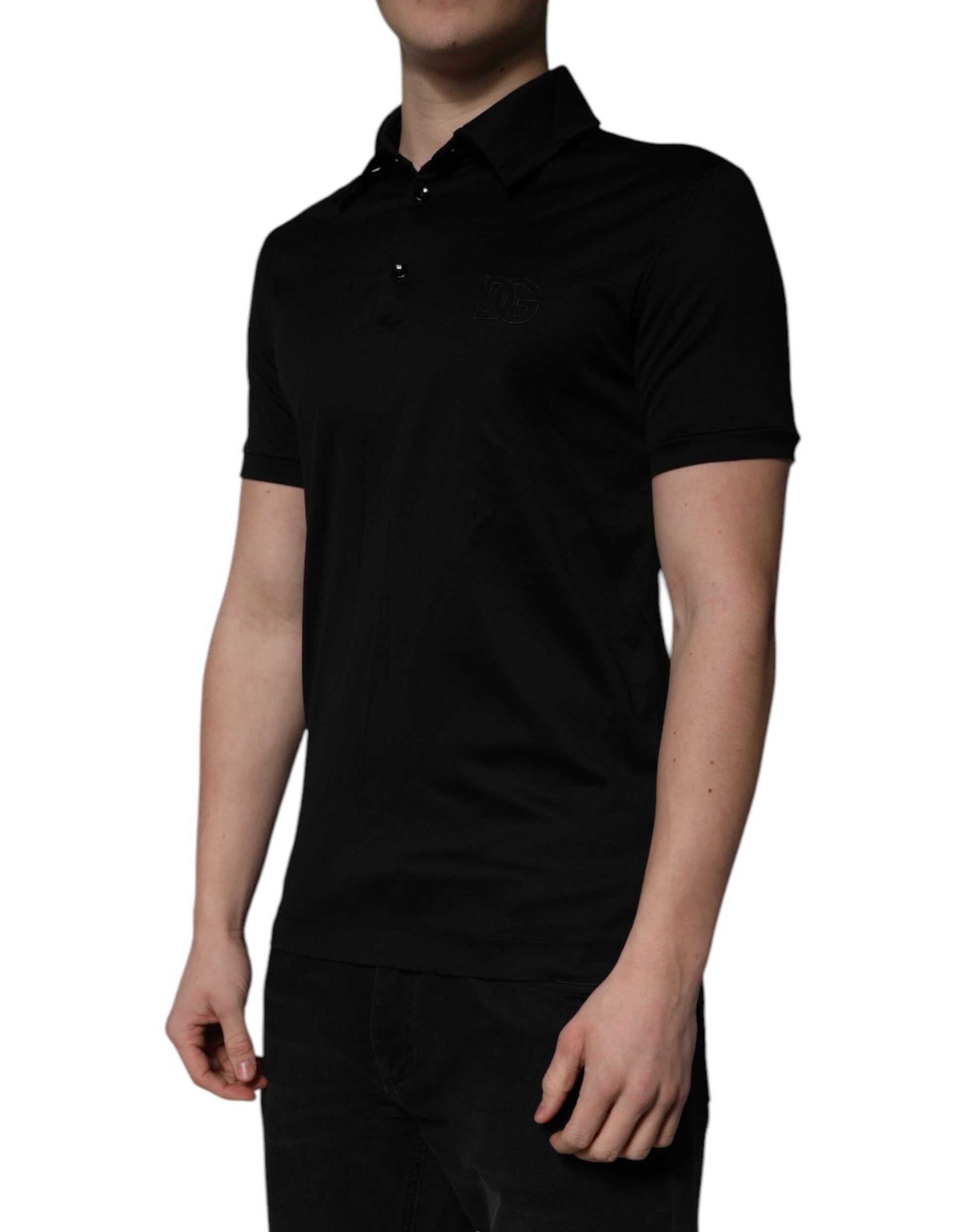 Black Cotton Collared Polo T-shirt