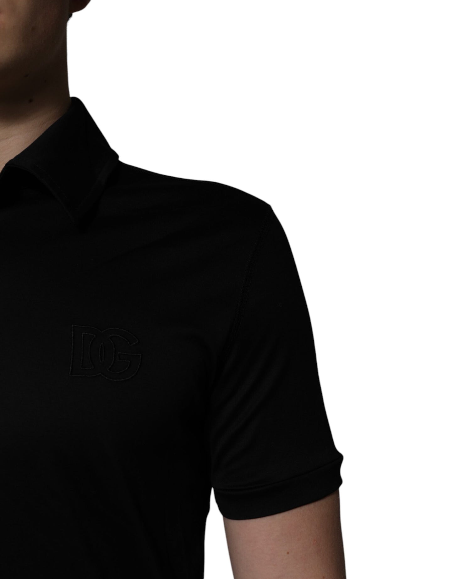 Black Cotton Collared Polo T-shirt
